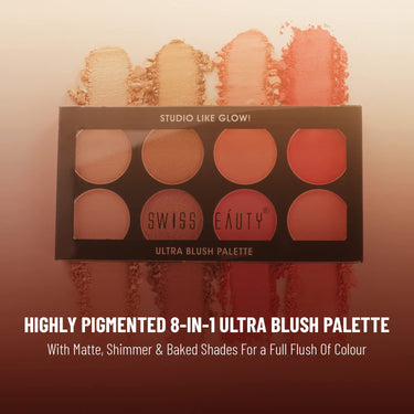 Swiss Beauty Ultra Blush Palette with highly blendable shades | Pigmented Blusher for a Natural Blush | Shade-1, 16gm|
